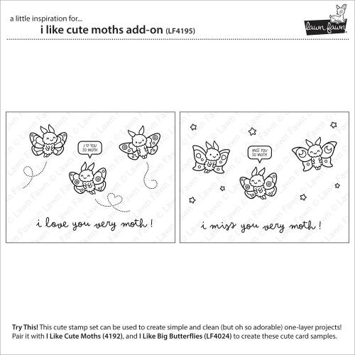 Lawn Fawn - Stamps - I Like Cute Moths Add-On