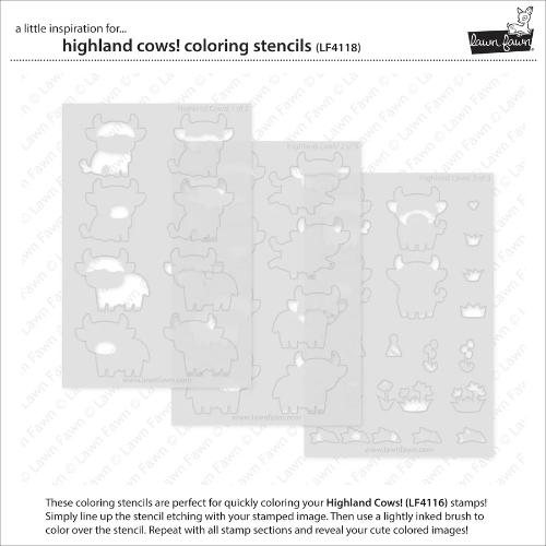Lawn Fawn - Lawn Clippings - Highland Cows! Coloring Stencils