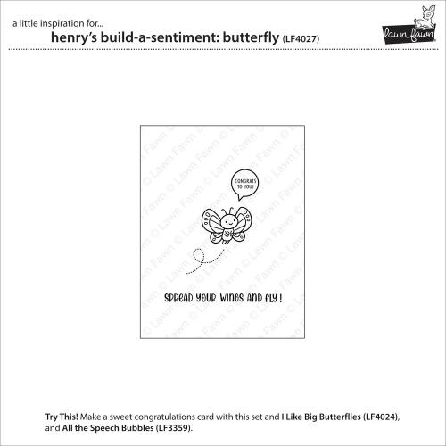 Lawn Fawn - Stamps - Henry's Build-A-Sentiment: Butterfly