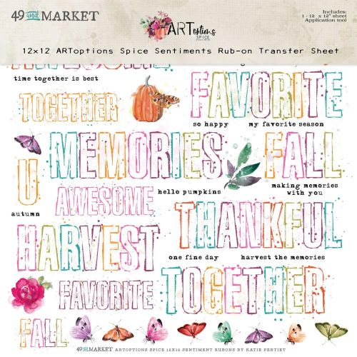 49 & Market Spice Rub-Ons 12"X12" 1/Pkg Sentiments - Postage as per Actual