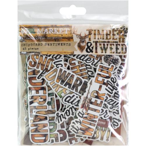 49 And Market Chipboard Set-Sentiments, Timber And Tweed