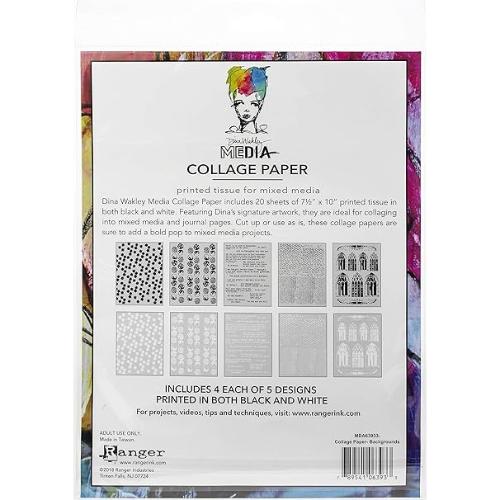 Dina Wakley Media Collage Tissue Paper 7.5"X10" 20/Pkg-Backgrounds