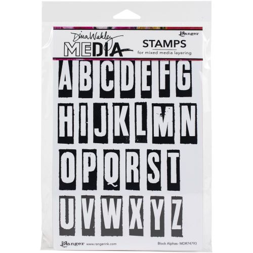 Dina Wakley Media Cling Stamps 6"X9" Block Alphas