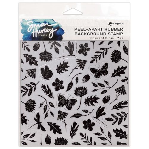 Simon Hurley create. Background Stamp 6"X6" Wings and Things