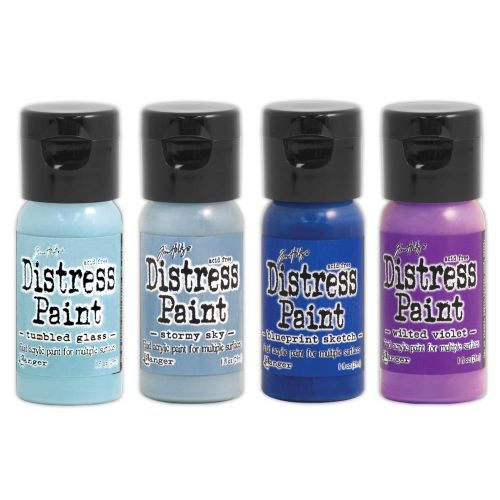 Tim Holtz Distress Paint W/Flip Top - Paint Kit #4 Four Assorted Colors