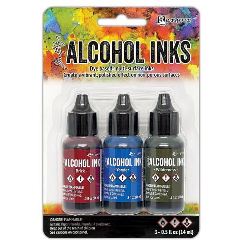 Tim Holtz Alcohol Ink .5oz 3/Pkg-Expedition-Brick/Yonder/Wilderness