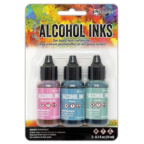 Tim Holtz Alcohol Ink .5oz 3/Pkg-Getaway-Cosmopolitan/Bayou/Juniper