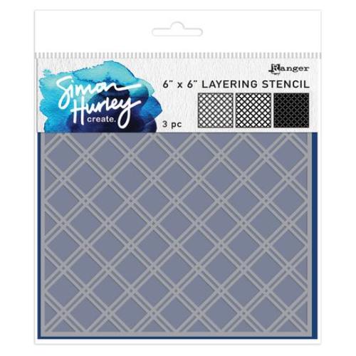 Simon Hurley create. Layering Stencil 6"X6"-Trellis, 3 Pieces