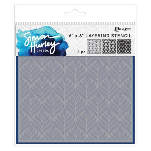 Simon Hurley create. Stencil 6"X6" Geo Leaves