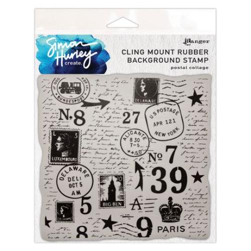 Simon Hurley create. Cling Mount Stamp 6X6-Postal Collage