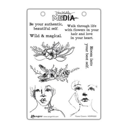 Dina Wakley Media Cling Stamps 6"X9"-Flower Crowns
