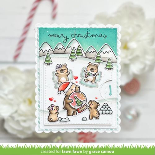 Lawn Fawn - Lawn Cuts - Reveal Wheel Little Snow Globe: Bear Add-On Dies