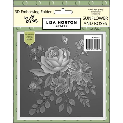 Lisa Horton Sunflowers And Roses 6x6 3D Embossing Folder With Cutting Die