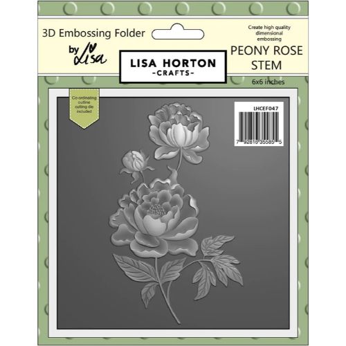 Lisa Horton - Peony Rose Stem 6x6 3D Embossing Folder With Cutting Die