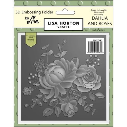 Lisa Horton - Dahlia And Roses 6x6 3D Embossing Folder With Cutting Die