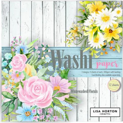 Lisa Horton Washi Paper Pad - Whitewashed Florals - Postage as per Actual
