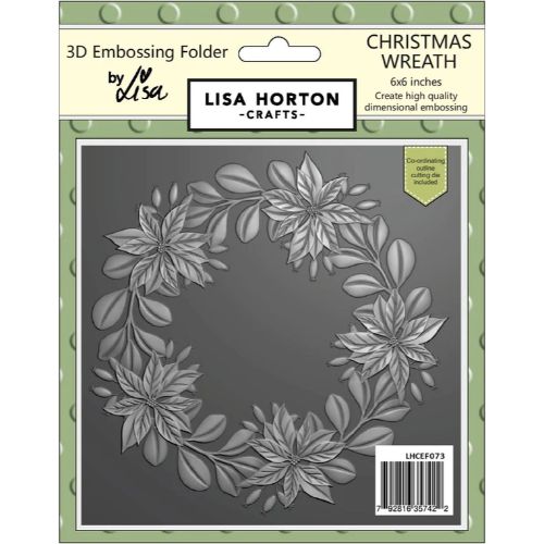 Lisa Horton 3D Embossing Folder 6x6 With Cutting Die - Christmas Wreath