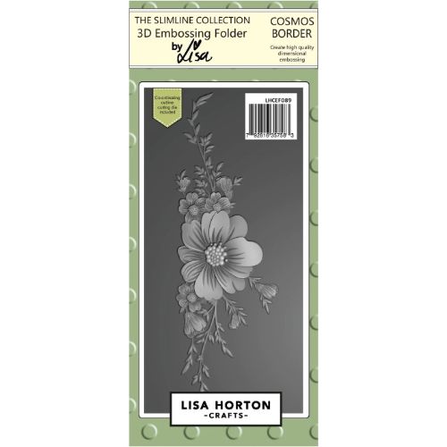 Lisa Horton Crafts Slimline 3D Embossing Folder With Die - Cosmos Border