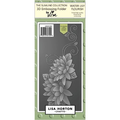 Lisa Horton Crafts Slimline 3D Embossing Folder With Die - Water Lily Flourish