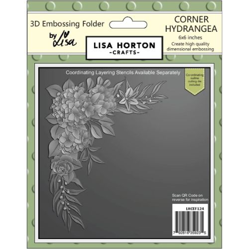 Lisa Horton Corner Hydrangea 6x6 3D Embossing Folder with Die