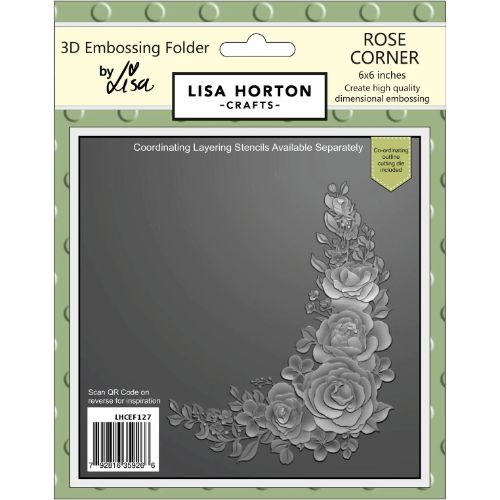 Lisa Horton Crafts Rose Corner 6x6 3D Embossing Folder & Die