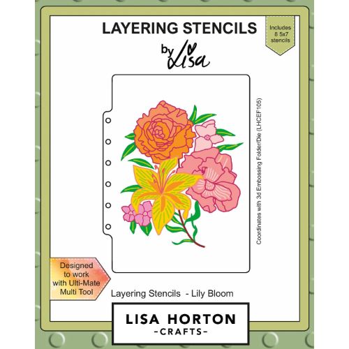 Lisa Horton Crafts Lily Bloom 5x7 Layering Stencils 