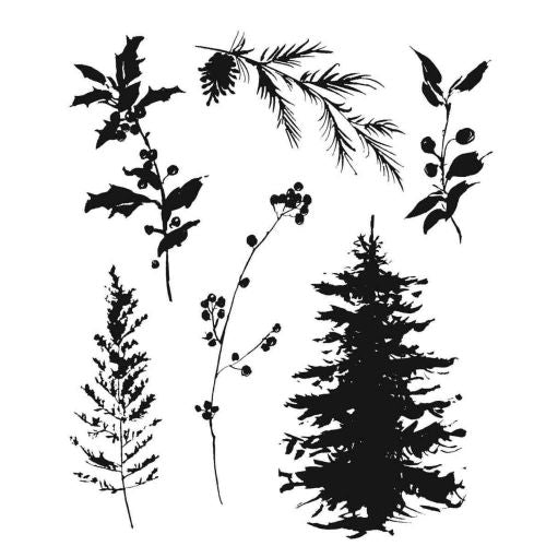 Tim Holtz Cling Stamps 7"X8.5" Winter Watercolor 2