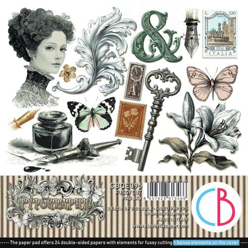 Ciao Bella Typographic 6x6 Inch Fussy Cut Pad (24pcs) (CBQE095)