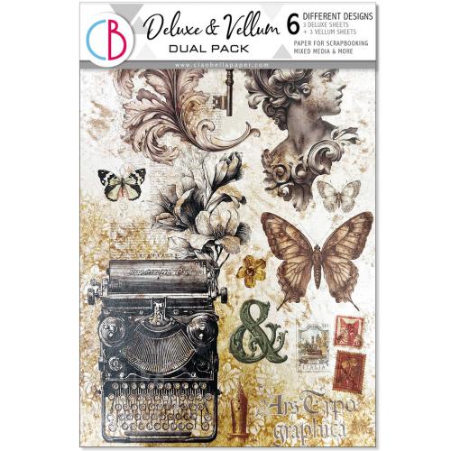 Ciao Bella Typographic A4 Deluxe Paper Pearl Copper & Vellum Dual Pack Mixed (6pcs) (CBX008)