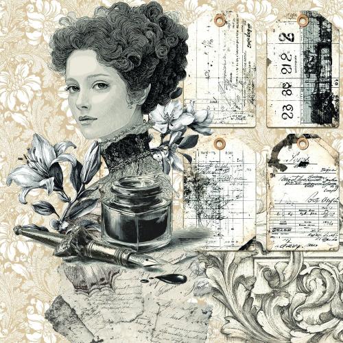 Ciao Bella Typographic 6x6 Inch Deluxe Paper Pearl Copper & Vellum Dual Pack Mixed (6pcs) (CBXQ008)