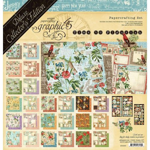 Graphic 45 Deluxe Collector's Edition Pack 12"X12" Time To Flourish - Postage as per Actual