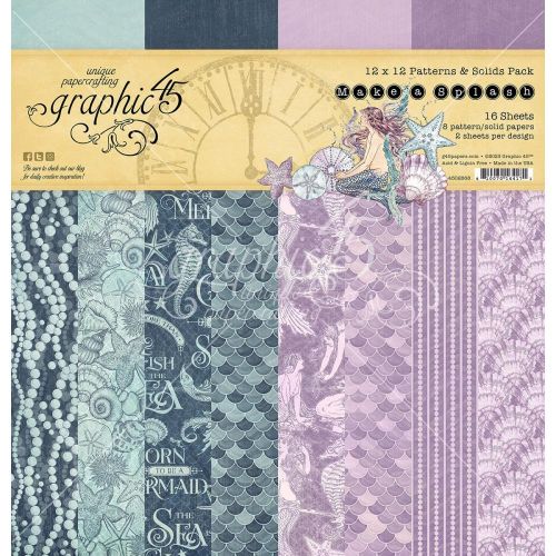 Graphic 45 - Make a Splash 12x12 Patterns & Solids Pack - Postage as per Actual