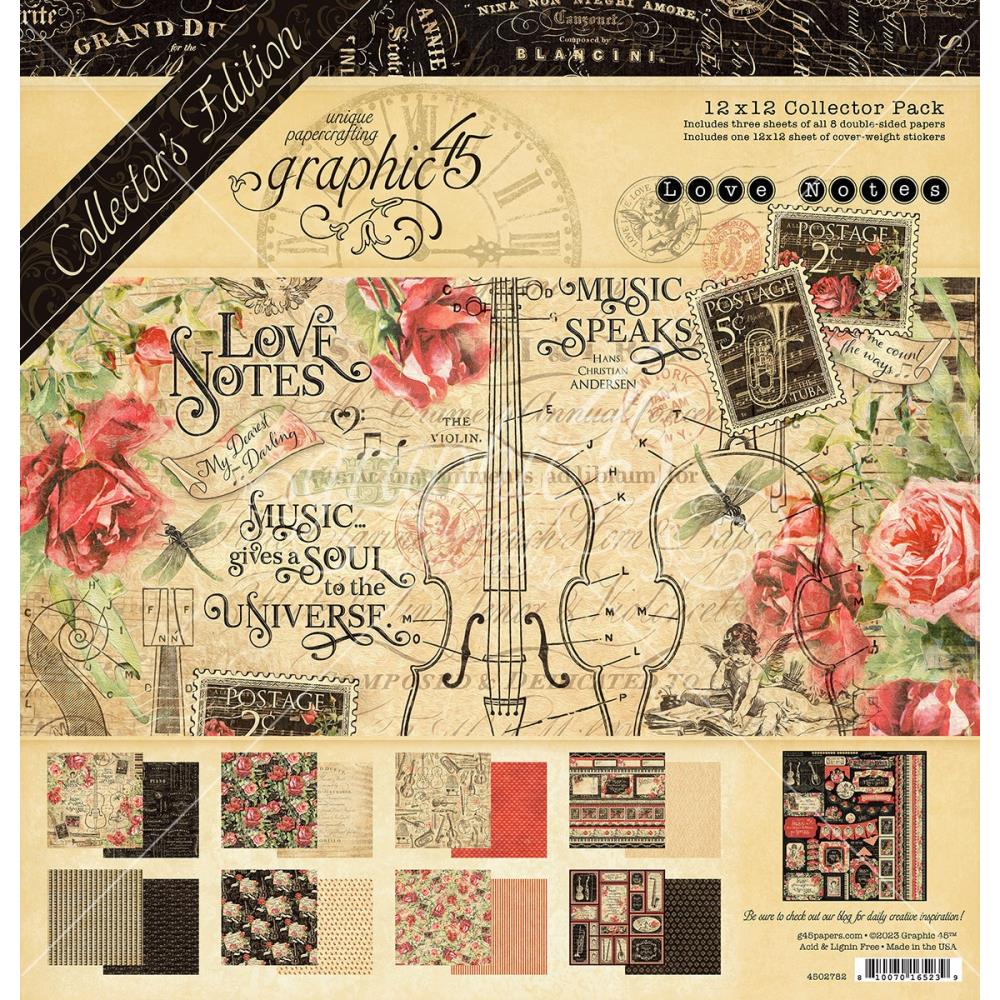 Graphic 45 - Love Notes Collector's Edition 12x12 Pack with Stickers - Postage as per Actual