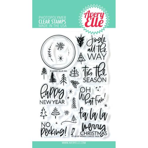 Avery Elle Clear Stamp Set 4"X6" Merry Circle Tags