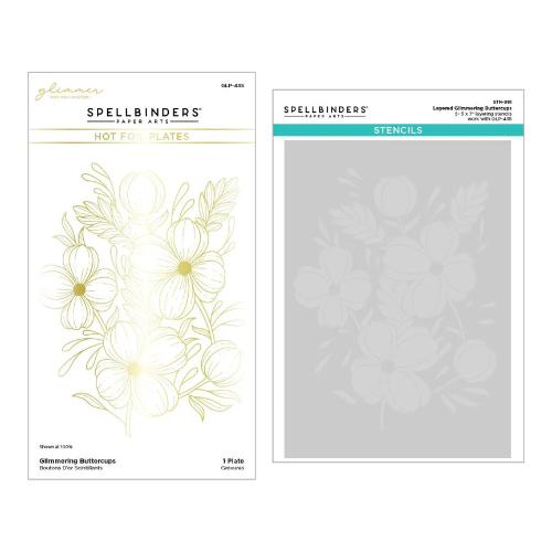 Spellbinders - Glimmering Buttercups Glimmer Plate and Stencil Bundle