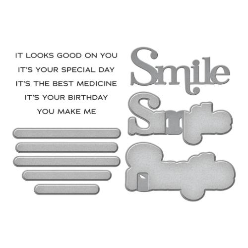Spellbinders - You Make Me Smile Sentiments Clear Stamp and Die Set