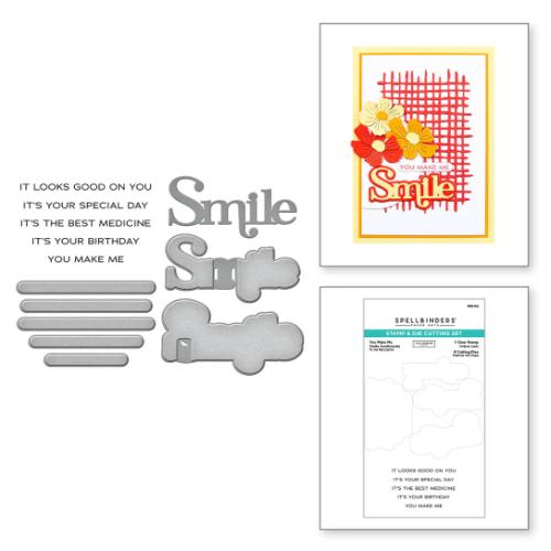 Spellbinders - You Make Me Smile Sentiments Clear Stamp and Die Set