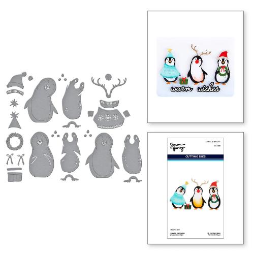 Spellbinders - Playful Penguins Etched Dies from the Let It Snow Collection by Simon Hurley