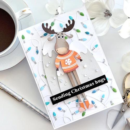 Spellbinders - Layered Holiday Lights 3D Embossing Folder and Stencil Bundle from the Dancin' Christmas Friends Collection