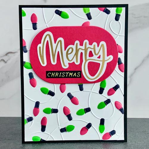 Spellbinders - Layered Holiday Lights 3D Embossing Folder and Stencil Bundle from the Dancin' Christmas Friends Collection
