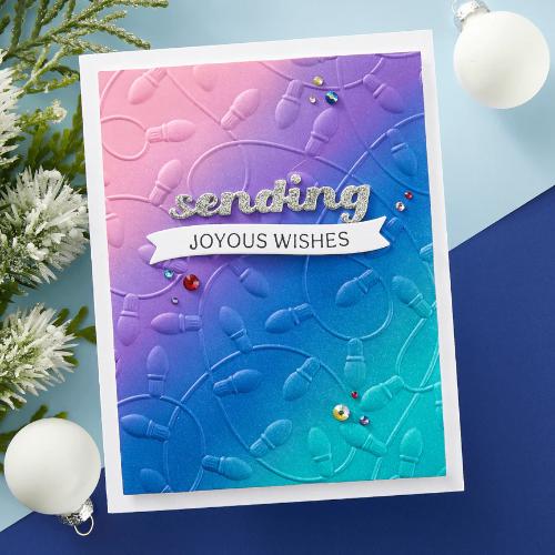 Spellbinders - Layered Holiday Lights 3D Embossing Folder and Stencil Bundle from the Dancin' Christmas Friends Collection