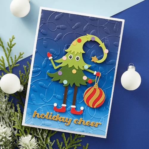 Spellbinders - Layered Holiday Lights 3D Embossing Folder and Stencil Bundle from the Dancin' Christmas Friends Collection