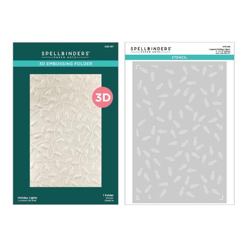 Spellbinders - Layered Holiday Lights 3D Embossing Folder and Stencil Bundle from the Dancin' Christmas Friends Collection