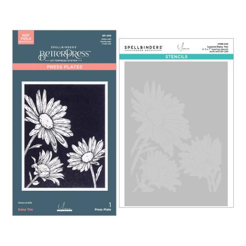 Spellbinders - Daisy Trio BetterPress and Stencil Bundle from the Yana's Daisies Collection by Yana Smakula