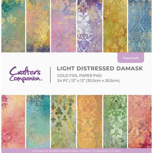 Crafter's Companion Light Distressed Damask 12x12 Inch Gold Foil Paper Pad (CC-PAD12-LDDA) - Postage as per Actual