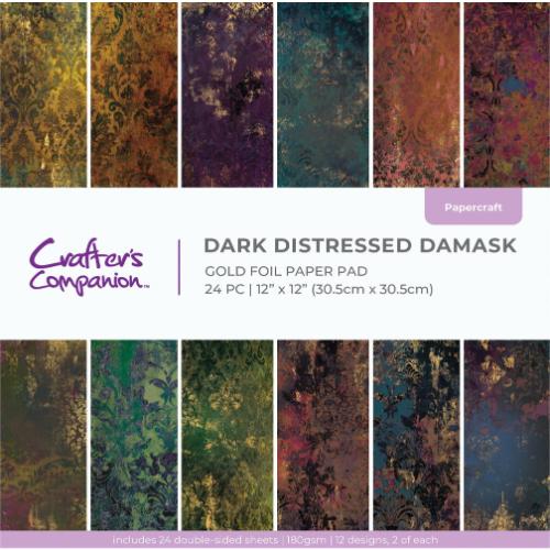 Crafter's Companion Dark Distressed Damask 12x12 Inch Gold Foil Paper Pad (CC-PAD12-DDDA) - Postage as per Actual