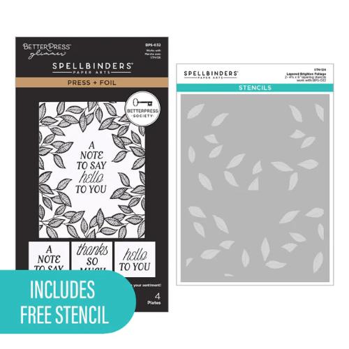 Spellbinders - Brighten Foliage Press Plates + Free Gift Stencil - BetterPress Society May 2026