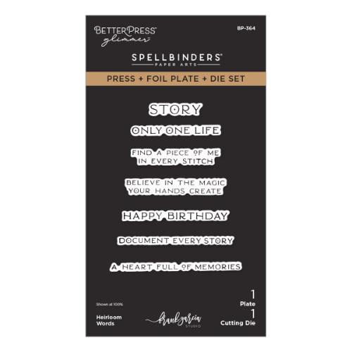 Spellbinders - Heirloom Words Press + Foil Plate & Die Set by Frank Garcia