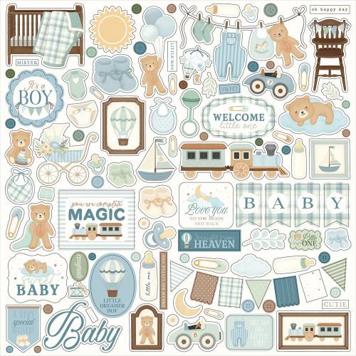 Carta Bella Little Lullabies Baby Boy 12x12 Inch Element Sticker (CBLUB485014) - Postage as per Actual