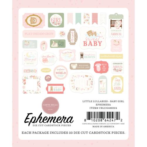 Carta Bella Little Lullabies Baby Girl Ephemera (CBLUG486024)